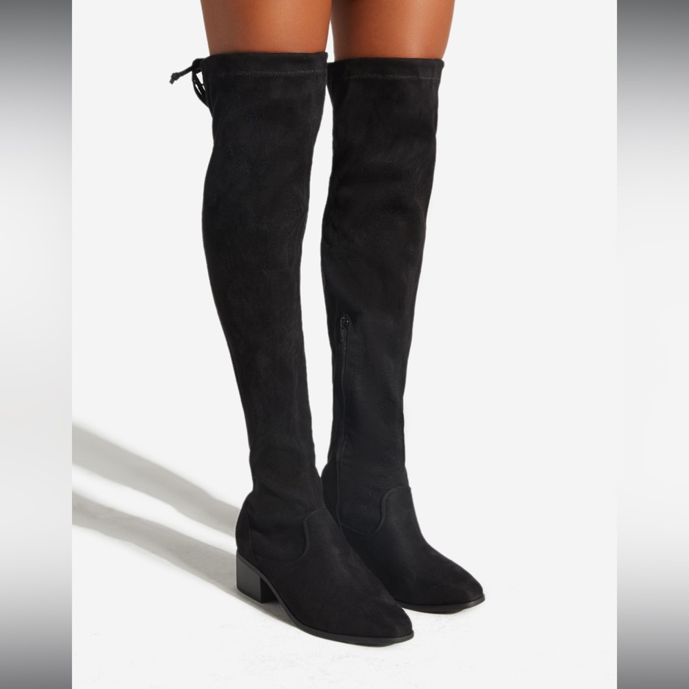 Suede thigh high boots